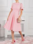 Jolie Moi Valery Button Collar Flared Dress, Light Pink