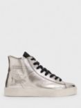 AllSaints Tana Leather Hi-Top Trainers, Silver