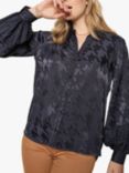 MOS MOSH Tan Alia Long Sleeve Jacquard Shirt, Salute Navy