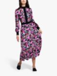 HotSquash Tulip Print Panelled Midi Dress, Fuchsia