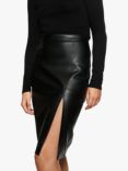 Mango Faux Leather Pencil Knee Length Skirt, Black