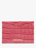 Whistles Shiny Croc Leather Card Holder, Pink
