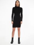 Calvin Klein Iconic Rib Mock Neck Dress, Black
