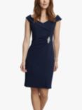 Gina Bacconi Goldie Ruched Off Shoulder Dress, Navy