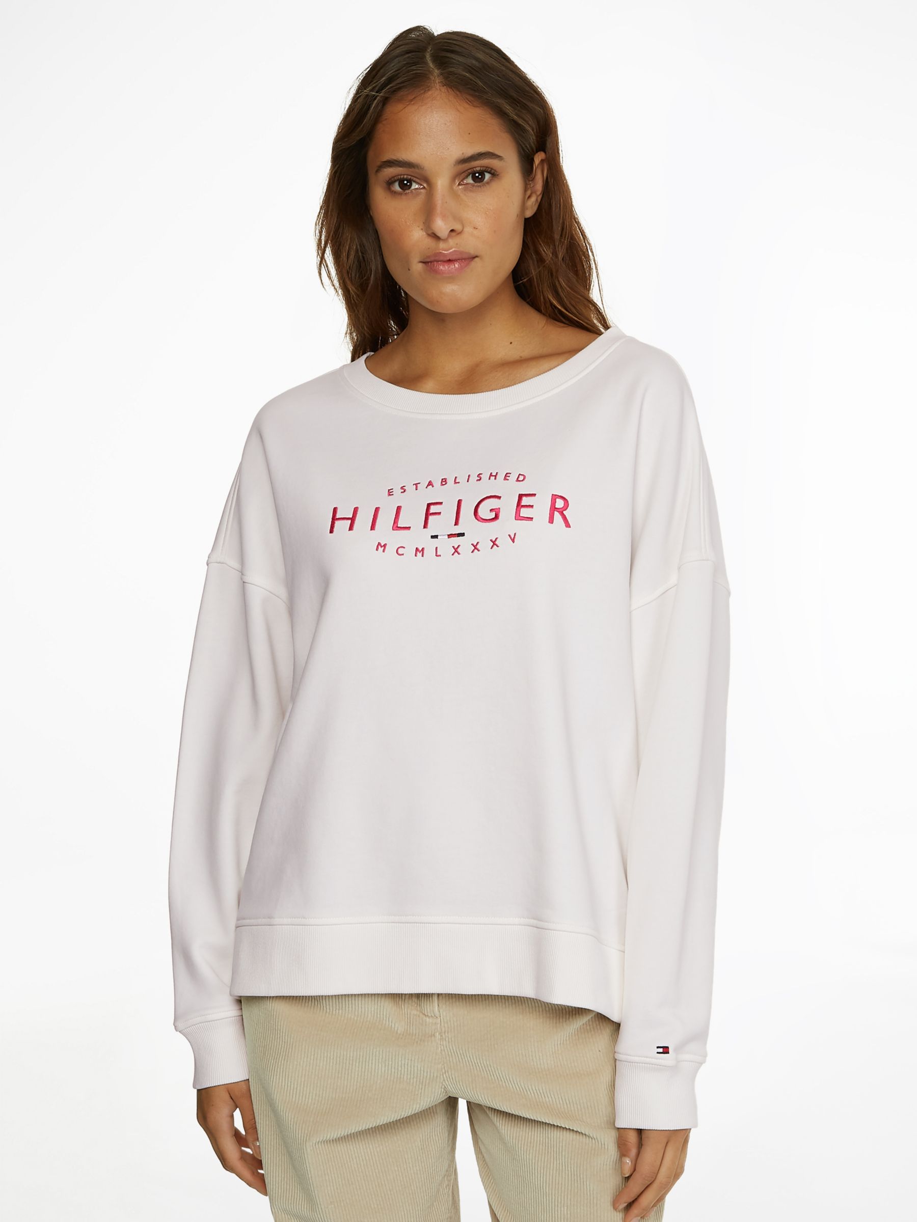 Tommy Hilfiger Embroidered Logo Sweatshirt, Ecru/Multi, S