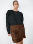 HUSH Elekta Leather Animal Print Mini Skirt, Brown