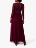 Adrianna Papell Long Sleeve Beaded Chiffon Maxi Dress, Bordeaux