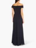 Adrianna Papell Chiffon Crepe Bardot Maxi Dress, Midnight