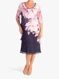chesca Garland Layered Floral Dress, Violetta/Pink