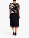 chesca Embroidered Sequin Dress, Black/Gold