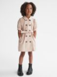 Reiss Kids' Naomi Puff Sleeve Belted Dress, Camel