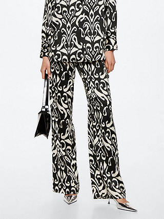 Mango Abstract Trousers, Black