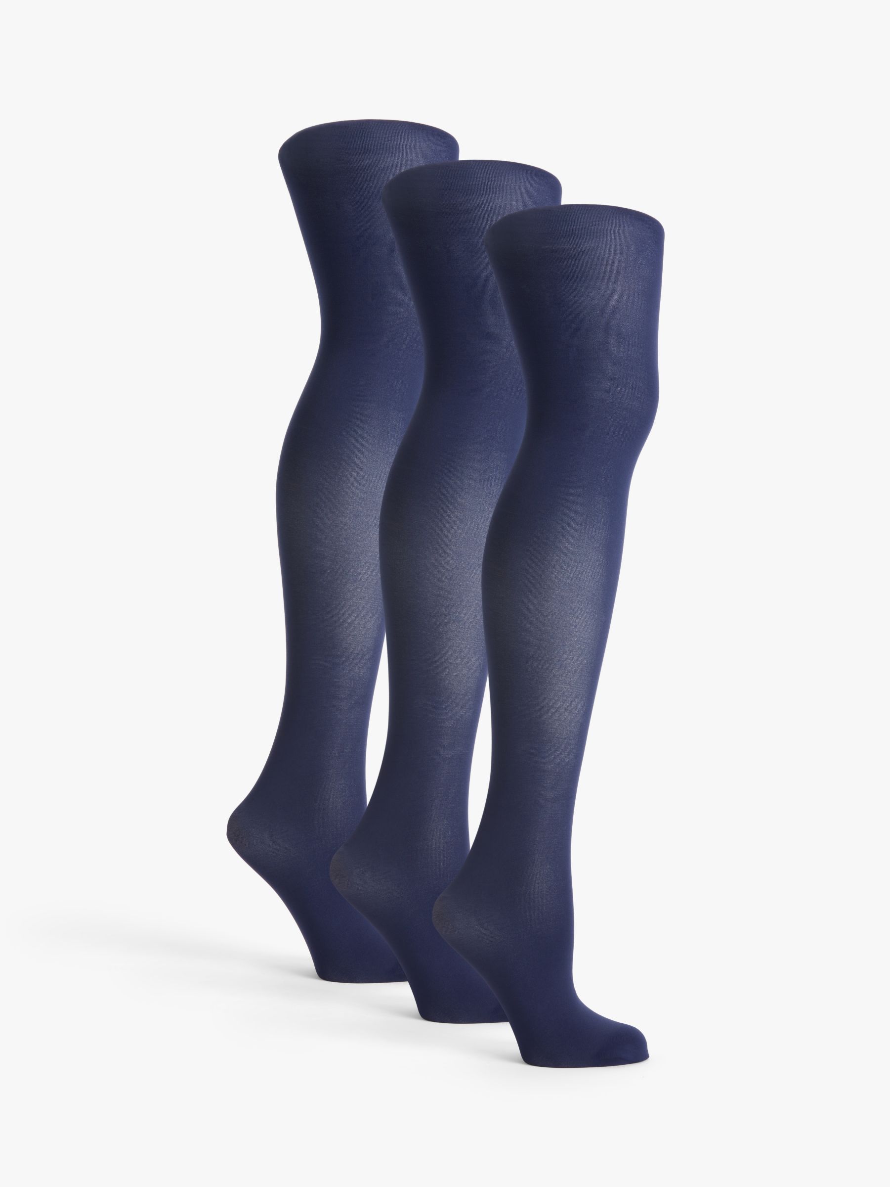 John Lewis ANYDAY 40 Denier Opaque Tights, Pack of 3, Navy at John