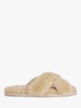 John Lewis Sheepskin Cross Strap Slider Slippers, Camel