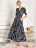 Jolie Moi Kiera Wrap Front Geometric Print Maxi Dress, Navy