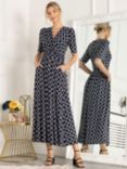 Jolie Moi Kiera Wrap Front Geometric Print Maxi Dress, Navy