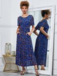 Jolie Moi Julita Leopard Print Midi Dress, Blue/Multi