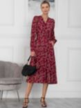 Jolie Moi Vanessa Floral Print Wrap Front Midi Dress, Burgundy/Multi, Burgundy/Multi