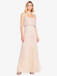 Adrianna Papell Sleeveless Blouson Beaded Gown, Champagne/Gold
