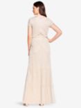 Adrianna Papell Blouson Beaded Evening Maxi Dress, Silver/Nude