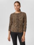 Hobbs Katherine Wool Leopard Print Jumper, Brown