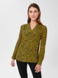 Hobbs Addison Sprig Print Blouse, Gold Chartreuse, Gold Chartreuse