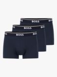 BOSS Power Cotton Logo Waistband Trunks, Pack of 3