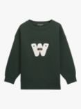 Whistles Kids' Monster Embroidered Sweatshirt, Dark Green