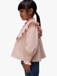 Whistles Kids' Riley Check Frill Detail Top, Pale Pink/Multi