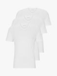 HUGO BOSS Embroidered Logo Cotton V-neck T-shirt, Pack of 3, White