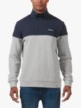 Musto Marina Zip Neck Cotton Sweatshirt, Grey Melange/Navy