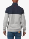 Musto Marina Zip Neck Cotton Sweatshirt, Grey Melange/Navy