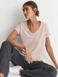 Reiss Luana Cotton V-Neck T-Shirt, Light Pink