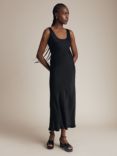 Ghost Palm Bias Cut Satin Slip Dress, Black