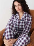 Brora Check Brushed Cotton Pyjama Set, Indigo/Hawthorn