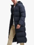 Superdry Extra Long Hooded Puffer Coat, Eclipse Navy