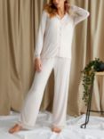 Pretty You London Plain Lace Bamboo Shirt Pyjama Set