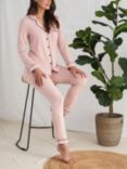 Pretty You London Piping Trim Bamboo Pyjamas, Pink