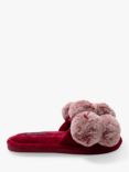 Pretty You London Dolly Pom Pom Slippers, Red