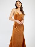 Little Mistress Velvet Fishtail Maxi Dress, Copper