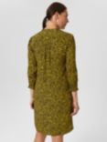 Hobbs Tafara Leaf Print Tunic Mini Dress, Chartreuse Navy
