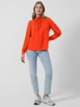 French Connection Arina Solid Button Neck Blouse
