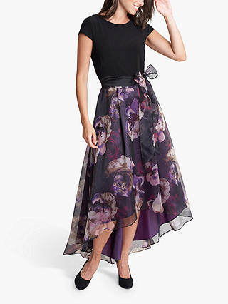 Gina Bacconi Sahra Organza Floral Print Maxi Dress, Purple