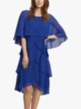 Gina Bacconi Via Beaded Cape Tiered Dress, Royal Blue