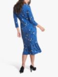 Gina Bacconi Betty Floral Jersey Midi Dress, Blue