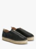 John Lewis Koko Leather Flatform Espadrilles, Black Leather