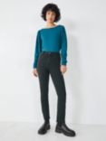 HUSH Charlotte Ruched Sleeve Jersey Top, Dark Teal Blue