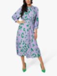 Closet London Leopard Print Tie Back Mdi Dress, Lilac/Green