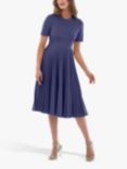 Closet London Short Sleeve Pleated Midi Dress, Blue