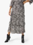 Part Two Timie A-Line Floral Midi Skirt, Grey